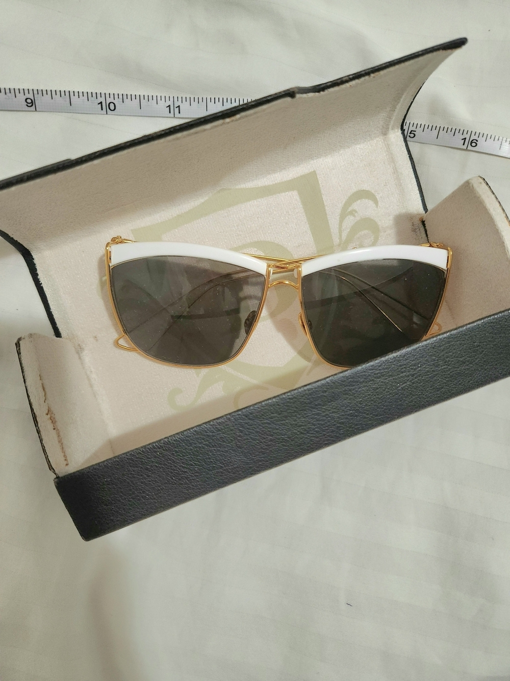 White and Gold Cat-Eye Sunglasses for Women
